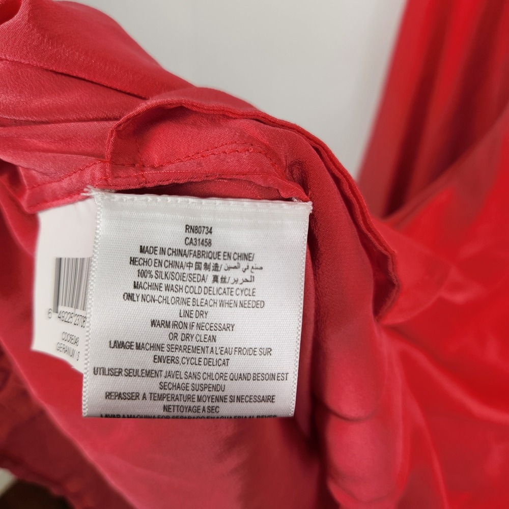 BCBGMAXAZRIA Shirt‎ Womens Small Pink Geranium Silk Long Sleeve Blouse Button Up - Picture 5 of 12